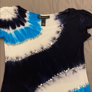 Inc Tye dye silver sequined tunic